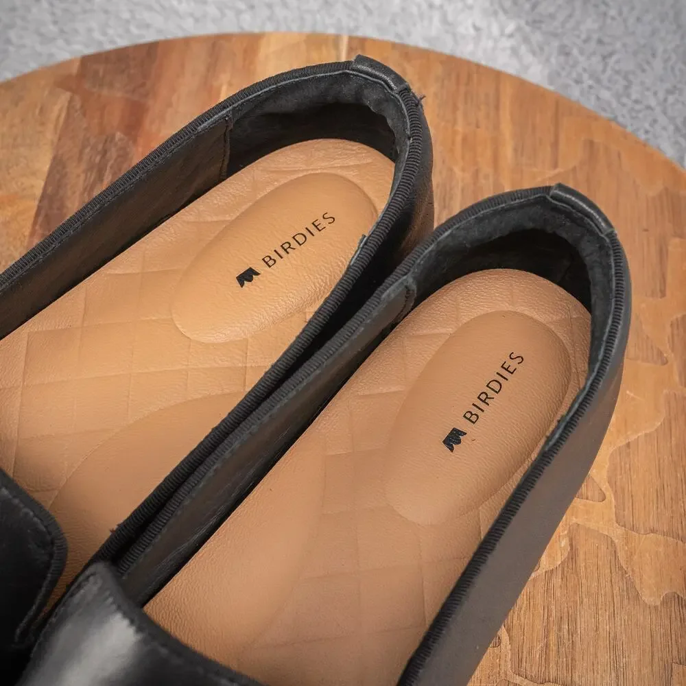 Birdies Shoes Womens 9.5 Slip On Sneakers Black‎ Leather Casual Loafers
